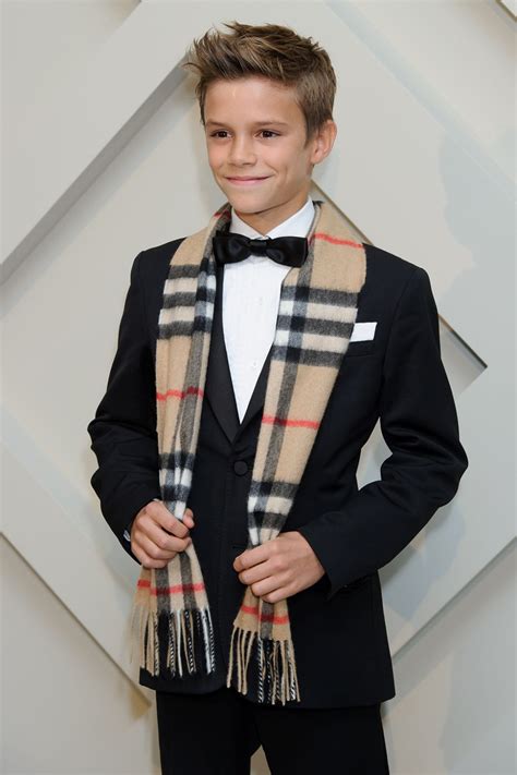 david beckham burberry scarf|Beckham for Burberry: Romeo Beckham introduces British .